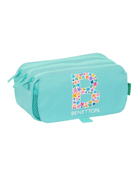 Trousse Fourre-Tout Triple Benetton Letter Vert 21,5 x 10 x 8 cm | Tienda24 Tienda24.eu