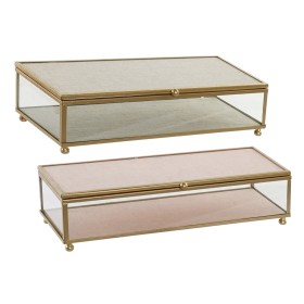 Caja-Joyero DKD Home Decor New Hygge Cristal Beige Rosa Metal 25 x 10 x 5 cm (2 Unidades) de DKD Home Decor, Organizadores de...