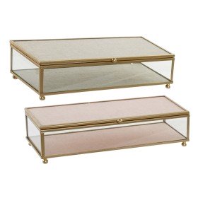 Guarda-Joias DKD Home Decor New Hygge Cristal Bege Cor de Rosa Metal 25 x 10 x 5 cm (2 Unidades) de DKD Home Decor, Organizad...