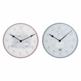 Reloj de Pared DKD Home Decor Azul Rosa Madera Metal Plástico Madera MDF Infantil Pájaro 24 x 3 x 24 cm (2 Unidades) de DKD H...