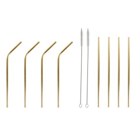 Reusable Drinking Straw DKD Home Decor Golden Stainless steel by DKD Home Decor, Straws - Ref: S3012380, Price: 9,14 €, Disco...