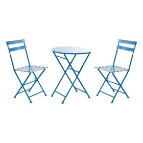 Tisch-Set mit 2 Stühlen DKD Home Decor MB-166634 Blau 80 cm 60 x 60 x 70 cm (3 pcs) von DKD Home Decor, Gartenmöbel-Sets - Re...