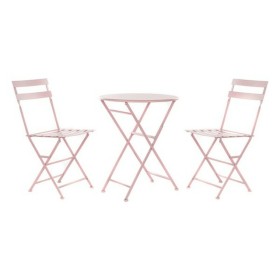 Table set with 2 chairs DKD Home Decor MB-177410 Pink 60 x 60 x 75 cm (3 pcs) by DKD Home Decor, Garden Furniture Sets - Ref:...