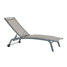 Chaise longue DKD Home Decor Avec des roues Gris PVC Aluminium (187,5 x 64 x 97 cm) de DKD Home Decor, Bains de soleil - Réf ...