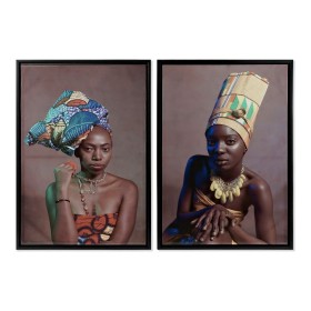 Painting DKD Home Decor African Art 65 x 3,5 x 90 cm Colonial African Woman Lacquered (2 Units) by DKD Home Decor, Prints on ...