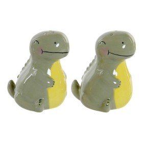 Salière avec couvercle DKD Home Decor LC-173478 Dinosaure Blanc Vert Dolomite 6,6 x 7 x 7,7 cm (2 pcs) de DKD Home Decor, Dos...