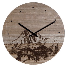 Wall Clock DKD Home Decor 8424001759712 Black Wood MDF Wood Moutain 30 x 30 x 1,5 cm by DKD Home Decor, Wall Clocks - Ref: S3...