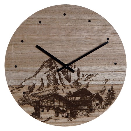 Orologio da Parete DKD Home Decor 8424001759712 Nero Legno Legno MDF Montagna 30 x 30 x 1,5 cm | Tienda24 - Global Online Shop Tienda24.eu