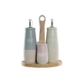 Condiment Set DKD Home Decor 19 x 16 x 22,5 cm Blue Pink Rubber wood Green Stoneware by DKD Home Decor, Dispensers for dressi...