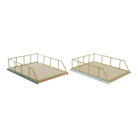 Jeu de plateaux organisateurs DKD Home Decor Vert polypropylène Bois MDF 28,5 x 36 x 9 cm (2 Unités) (1 Unité) | Tienda24 - Global Online Shop Tienda24.eu