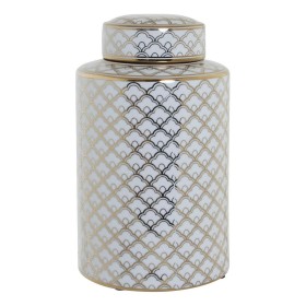 Jarrón DKD Home Decor 18 x 18 x 30,5 cm Porcelana Dorado Blanco de DKD Home Decor, Jarrones - Ref: S3015248, Precio: 47,24 €,...