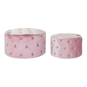 Footrest DKD Home Decor Pink Velvet MDF Wood Glam (2 pcs) by DKD Home Decor, Footstools & Ottomans - Ref: S3015999, Price: 31...