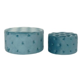 Poggiapiedi DKD Home Decor Azzurro Moderno Velvet Legno MDF (2 pcs) di DKD Home Decor, Ottomane e poggiapiedi - Rif: S3016000...