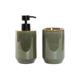 Bath Set DKD Home Decor Vintage Green PVC Stoneware 8 x 8 x 17,5 cm (2 Units) by DKD Home Decor, Bathroom Accessory Sets - Re...