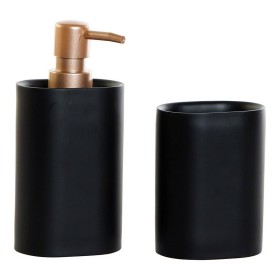 Set de Baño DKD Home Decor Negro Dorado PVC Resina Glam 8,5 x 6 x 18 cm (2 Unidades) de DKD Home Decor, Juegos de accesorios ...