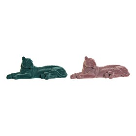 Figura Decorativa DKD Home Decor 36 x 17,5 x 13,3 cm Tigre Verde Resina Rosa claro Flocado de DKD Home Decor, Coleccionables ...