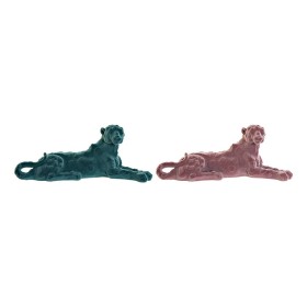 Decorative Figure DKD Home Decor Green Pink Resin Flocked Lion 26,5 x 9 x 11 cm by DKD Home Decor, Collectables - Ref: S30168...