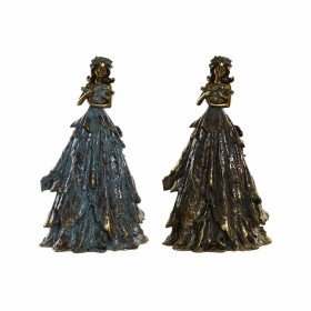 Figura Decorativa DKD Home Decor 17 x 12,5 x 29,5 cm Mujer Azul Cobre Resina de DKD Home Decor, Coleccionables - Ref: S301691...