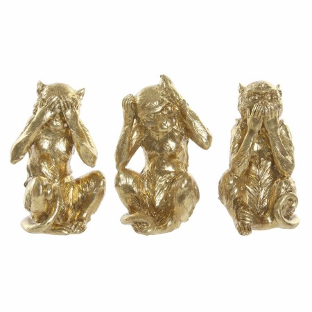 Figura Decorativa DKD Home Decor Dourado Resina Colonial Macaco 13 x 11 x 19,5 cm (3 Peças) de DKD Home Decor, Colecionáveis ...