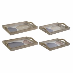 Bandeja DKD Home Decor 40,6 x 30 x 6 cm Beige Azul Madera MDF (2 Unidades) de DKD Home Decor, Platos y fuentes - Ref: S301736...