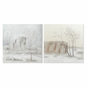 Cadre DKD Home Decor Toile 100 x 3,8 x 100 cm Arbres Cottage (2 Unités) de DKD Home Decor, Impressions sur toile - Réf : S301...