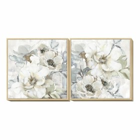 Pintura DKD Home Decor 80 x 4 x 80 cm Bloemen Shabby Chic (2 Unidades) de DKD Home Decor, Impressões sobre tela - Ref: S30183...