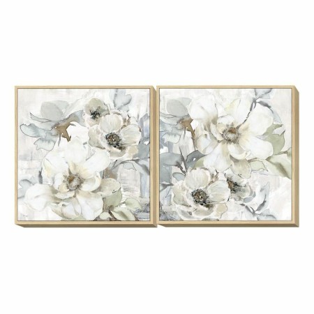 Pintura DKD Home Decor 80 x 4 x 80 cm Bloemen Shabby Chic (2 Unidades) de DKD Home Decor, Impressões sobre tela - Ref: S30183...