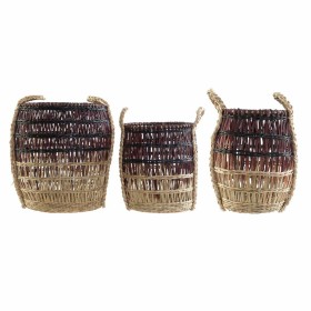 Conjunto de Cestas DKD Home Decor Natural Lilás Zostera marina Tropical 39 x 39 x 41 cm 3 Peças de DKD Home Decor, Caixas e b...