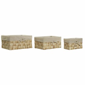 Conjunto de Cestas DKD Home Decor Natural Fibra natural Boho 40 x 30 x 20 cm 3 Peças de DKD Home Decor, Caixas e baús de arru...