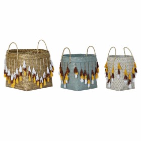 Set de basket DKD Home Decor Multicouleur Bambou Frange Boho 3 Pièces de DKD Home Decor, Boîtes et coffres de rangement - Réf...