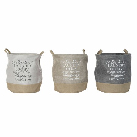 Basket DKD Home Decor Beige Grey Light brown 39 x 39 x 41 cm Polyester (3 Units) (3 Pieces) by DKD Home Decor, Boxes - Ref: S...