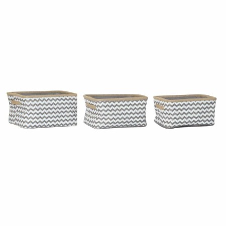 Basket set DKD Home Decor White Grey Jute Zigzag Boho 36 x 31 x 20 cm 3 Pieces by DKD Home Decor, Storage boxes and chests - ...