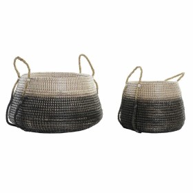 Basket set DKD Home Decor Natural Grey Seagrass (52 x 52 x 44 cm) (2 pcs) by DKD Home Decor, Storage boxes and chests - Ref: ...