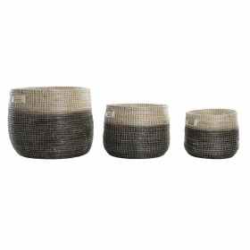 Basket set DKD Home Decor Natural Grey Seagrass (3 pcs) (37 x 37 x 40 cm) by DKD Home Decor, Storage boxes and chests - Ref: ...