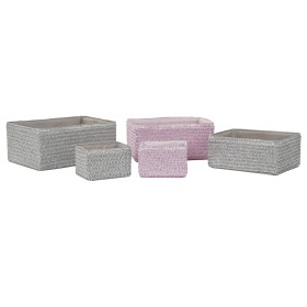 Basket set DKD Home Decor 41 x 29 x 18 cm Silver Grey Pink polypropylene by DKD Home Decor, Storage boxes and chests - Ref: S...