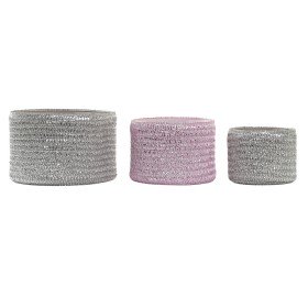 Set di Cestini DKD Home Decor Grigio Rosa polipropilene 27 x 27 x 17 cm di DKD Home Decor, Scatole e cassapanche - Rif: S3018...