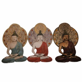 Decorazione da Parete DKD Home Decor 20 x 4 x 30,3 cm Rosso Azzurro Dorato Buddha Orientale (3 Pezzi) di DKD Home Decor, Sopr...