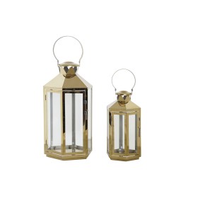 Farol DKD Home Decor 24 x 21 x 46 cm Cristal Dorado Acero Oriental de DKD Home Decor, Candelabros y portavelas - Ref: S301942...