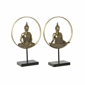 Statua Decorativa DKD Home Decor 26 x 11 x 40 cm Nero Dorato Buddha Orientale (2 Unità) di DKD Home Decor, Soprammobili - Rif...