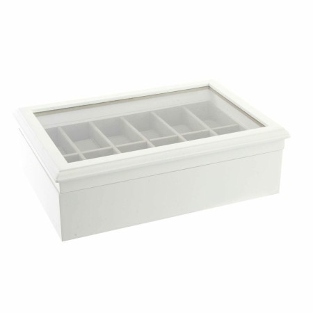 Boîte à bijoux DKD Home Decor 102182 Montres 28 x 19 x 9 cm Verre Blanc Bois MDF de DKD Home Decor, Organiseurs de bijoux - R...