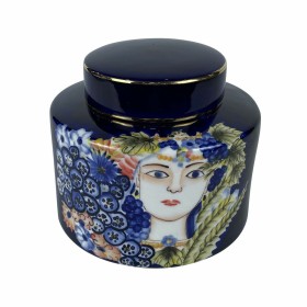 Jarrón DKD Home Decor Cara Porcelana Azul Multicolor 17 x 17 x 16 cm de DKD Home Decor, Jarrones - Ref: S3020489, Precio: 31,...