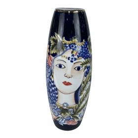 Vase DKD Home Decor 14 x 14 x 39 cm Visage Porcelaine Bleu Multicouleur de DKD Home Decor, Vases - Réf : S3020495, Prix : 33,...