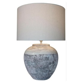 Lampada da tavolo DKD Home Decor Bianco Grigio Ceramica Plastica Tela 50 W 220 V 42 x 42 x 60 cm di DKD Home Decor, Lampade d...