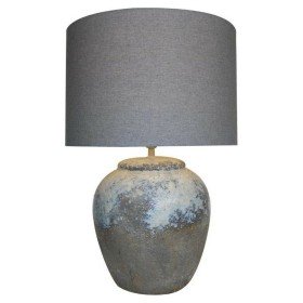 Desk lamp DKD Home Decor Canvas Ceramic Grey (38 x 38 x 60 cm) by DKD Home Decor, Bedside and Table Lamps - Ref: S3020921, Pr...