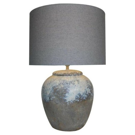 Lampe de bureau DKD Home Decor Toile Céramique Gris (38 x 38 x 60 cm) de DKD Home Decor, Lampes de chevet - Réf : S3020921, P...