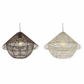 Candeeiro de teto DKD Home Decor Branco Castanho Preto Natural Metal Corda Plástico 50 W 220 V Urbana 38 x 38 x 27 cm (2 Unid...