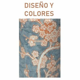 Lámpara de mesa DKD Home Decor Porcelana Azul Naranja Poliéster Flores (35 x 35 x 57 cm) de DKD Home Decor, Lámparas de mesa ...