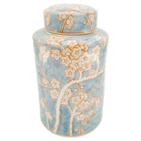 Jarrón DKD Home Decor Porcelana Azul Naranja 18 x 18 x 30 cm Oriental de DKD Home Decor, Jarrones - Ref: S3021723, Precio: 33...