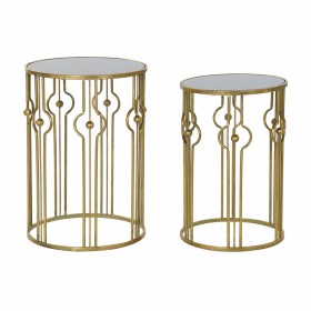 Side table DKD Home Decor Mirror Black Metal Light Copper (39 x 39 x 55 cm) (2 pcs) by DKD Home Decor, Tables - Ref: S3021794...