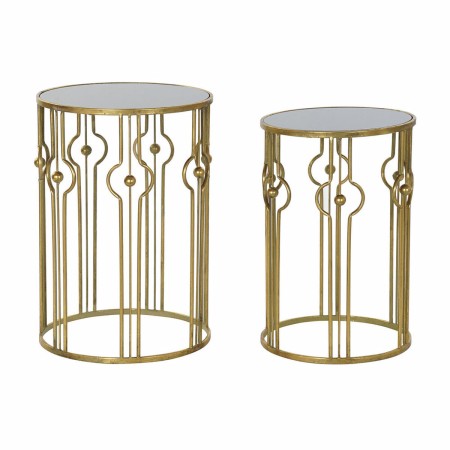 Mesa auxiliar DKD Home Decor Espejo Negro Metal Cobrizo Claro (39 x 39 x 55 cm) (2 pcs) de DKD Home Decor, Mesas - Ref: S3021...